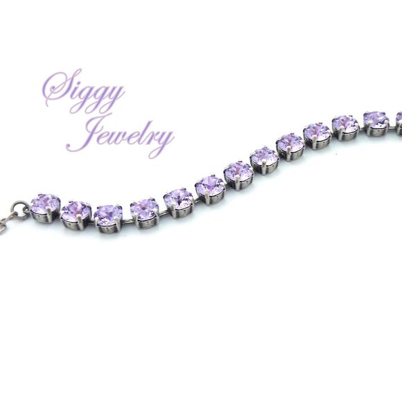 Swarovski 8mm Violet Tennis Bracelet With Charms - Picture 6 of 8